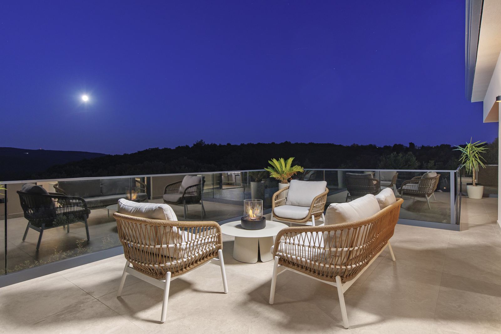 Upper terrace in the evening